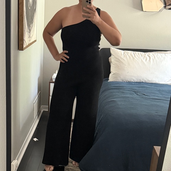 One Shoulder Black Women's Jumpsuit - Picture 7 of 7